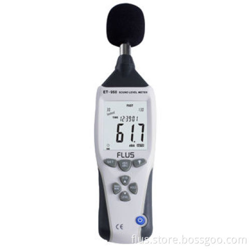Sound level meter with data logging for 262144 readings, dBA and dBC weighting, fast and slow time